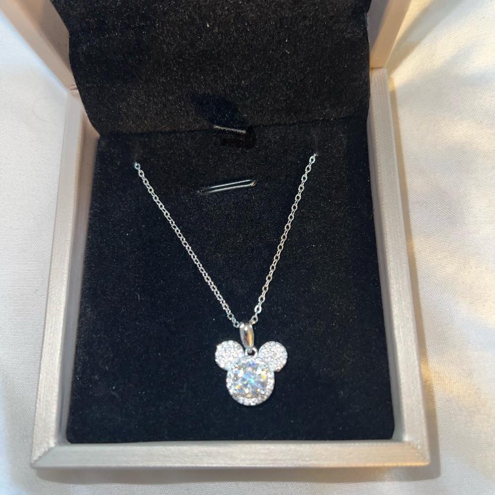 Mossinite Mickey Mouse Pendant Necklace new in box